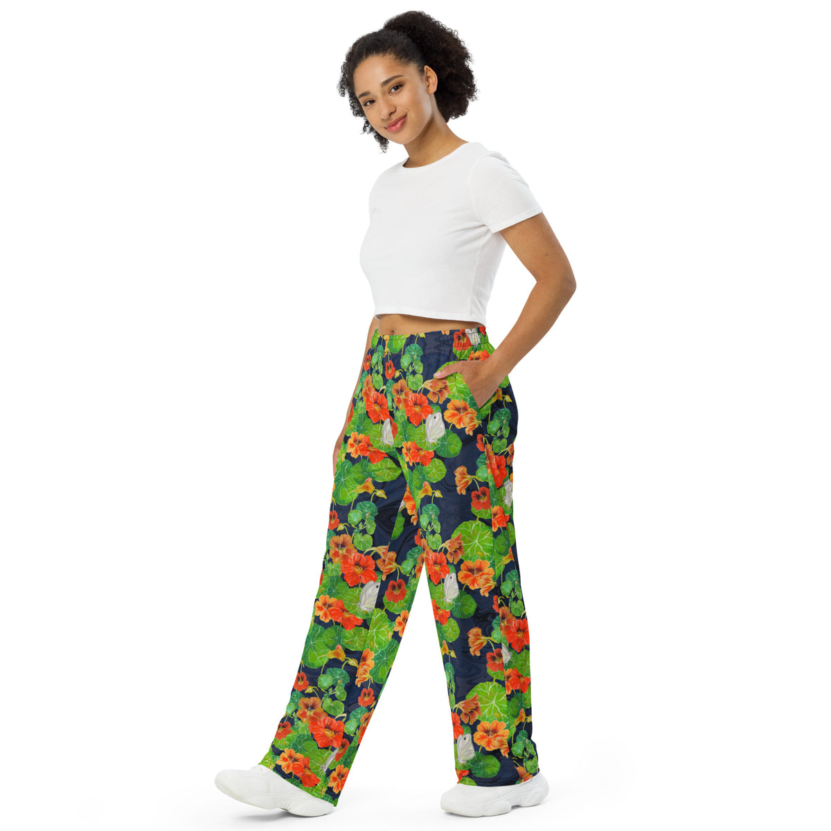 パンツ Eaphi botanical jacquard classy pants EsEiCo Womens Elastic Waist Botanical Print Wide Leg Palazzo