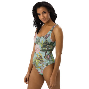 Green Wood Dragon One-Piece Swimsuit
