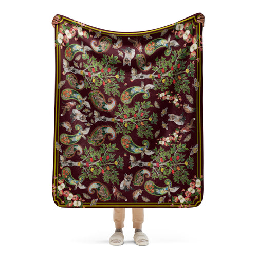 Chocolate Little Foxes Sherpa blanket