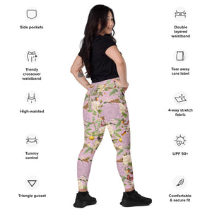 Pink Sri Yantra Crossover leggings with pockets
