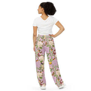 Pink Sri Yantra unisex wide-leg pants